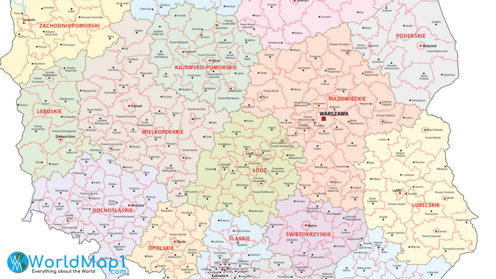 Polen detaillierte Karte